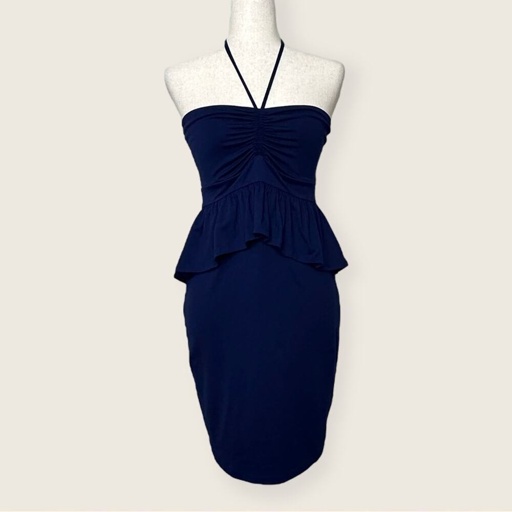 NWOT | Susana Monaco | Halter Ruffle Mini Dress | Navy Blue | XS